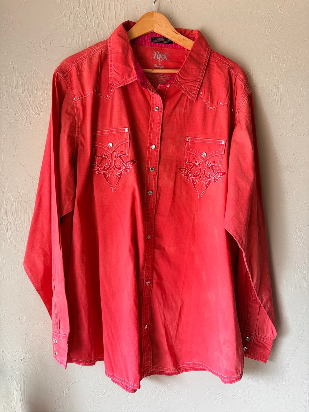 Wrangler Rock 47 Women’s Corral Western Snap Shirt Embroidered Cowgirl Y2K